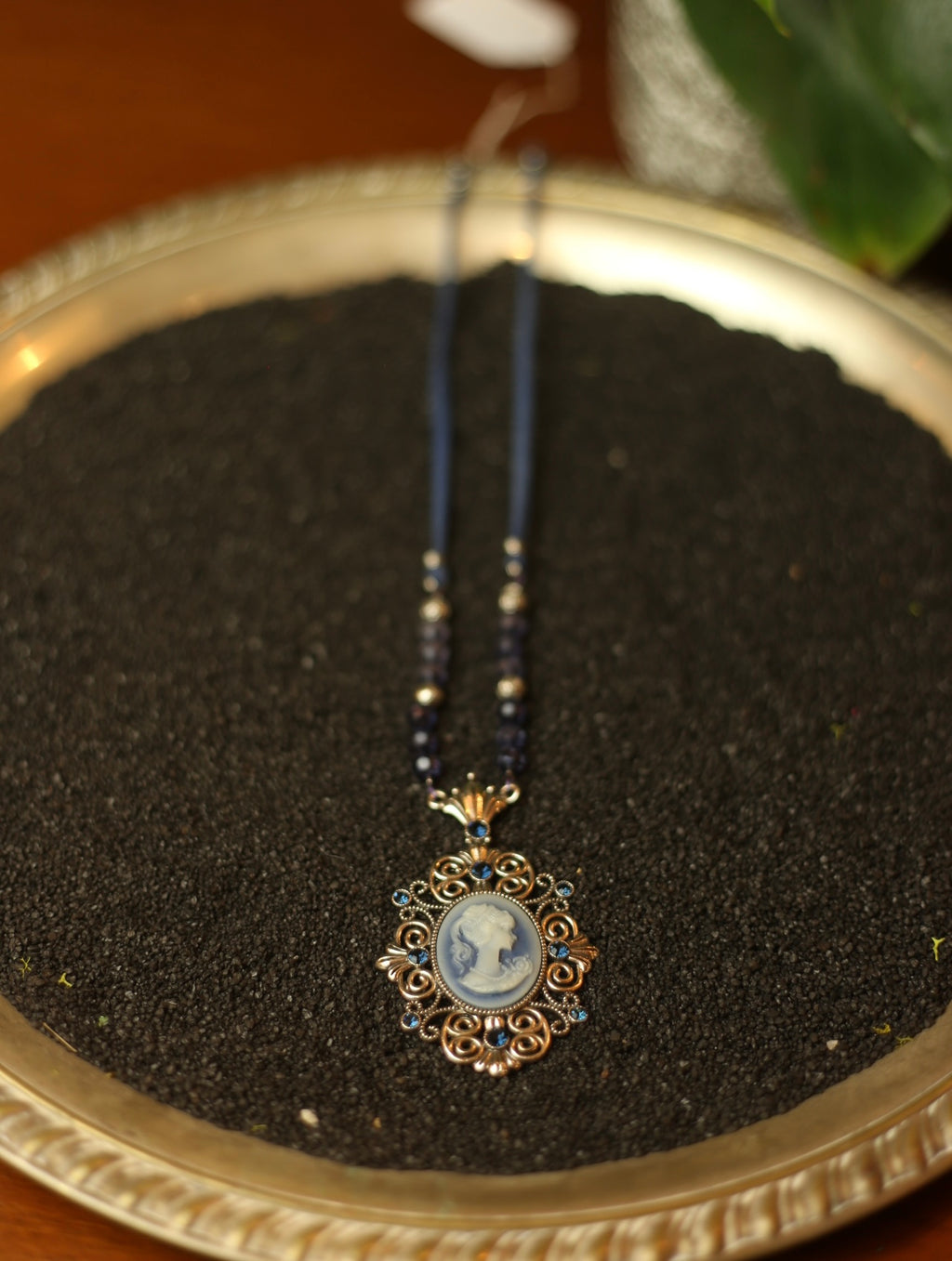 Blue cameo necklace