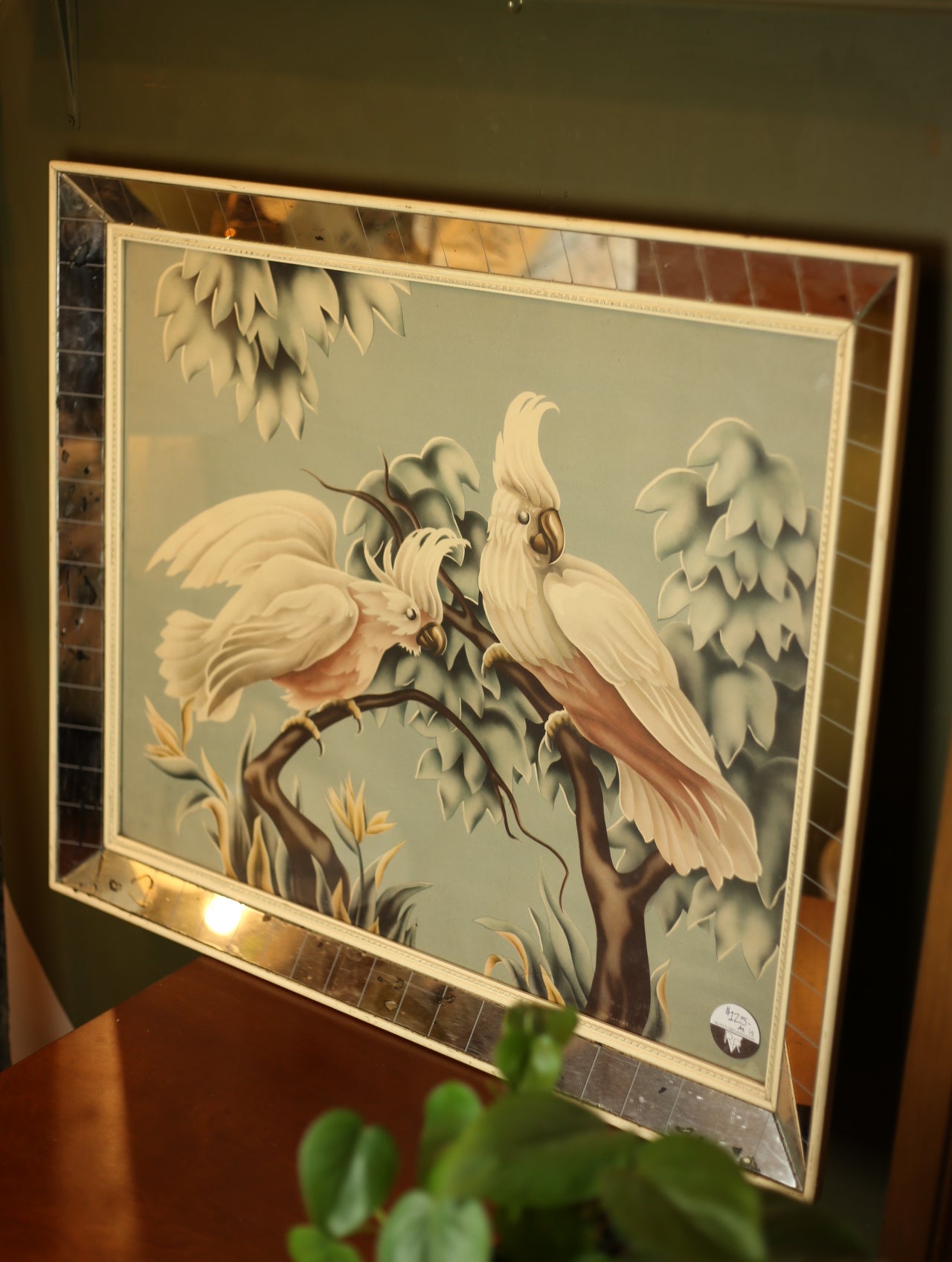 1950s Turner Cuckatoo Linen Print Framed