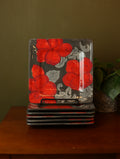 Red Floral Square Plates