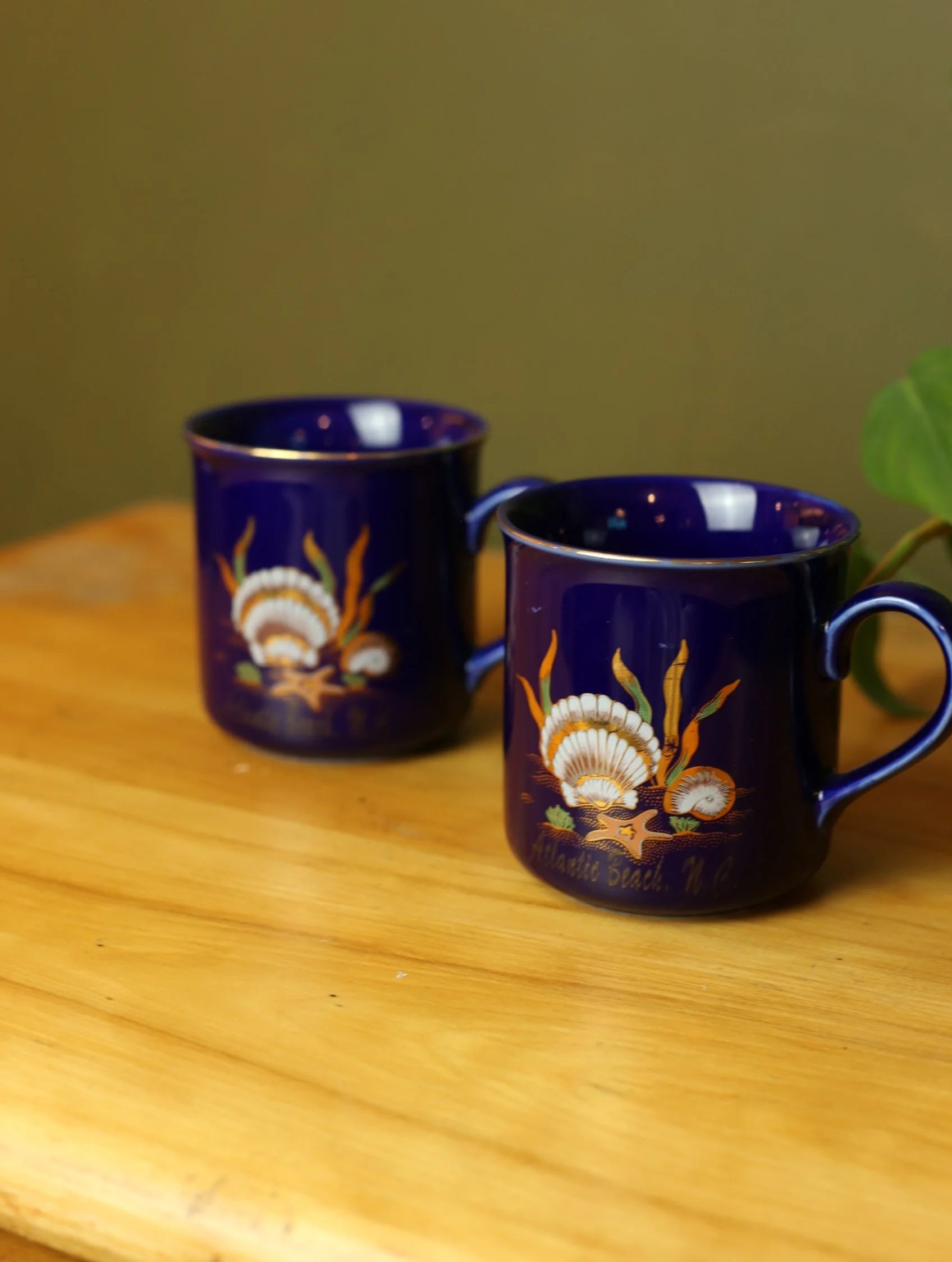 Vintage Blue Atlantic Beach Mugs