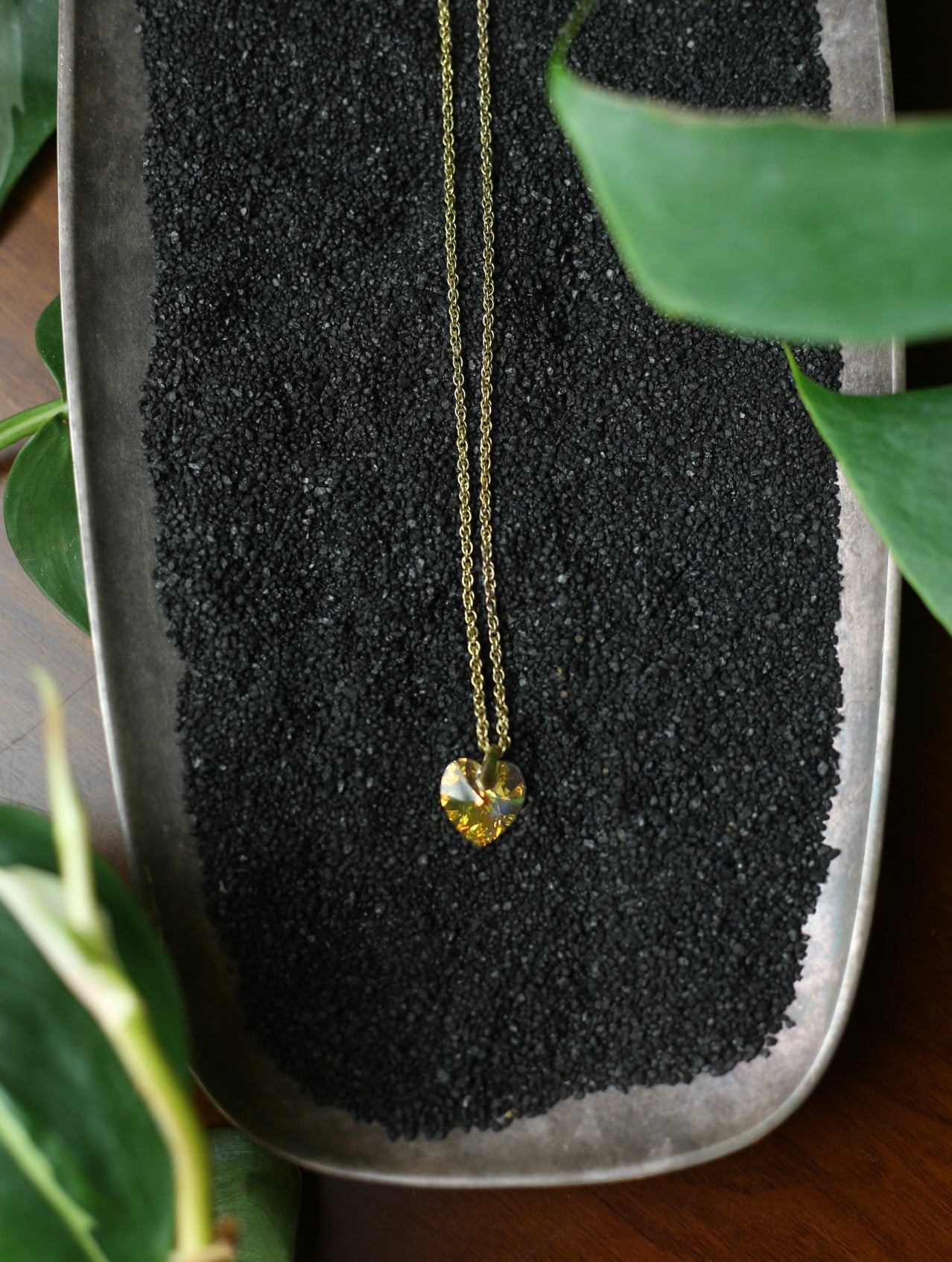 Opalescent Heart Gold Tone Necklace