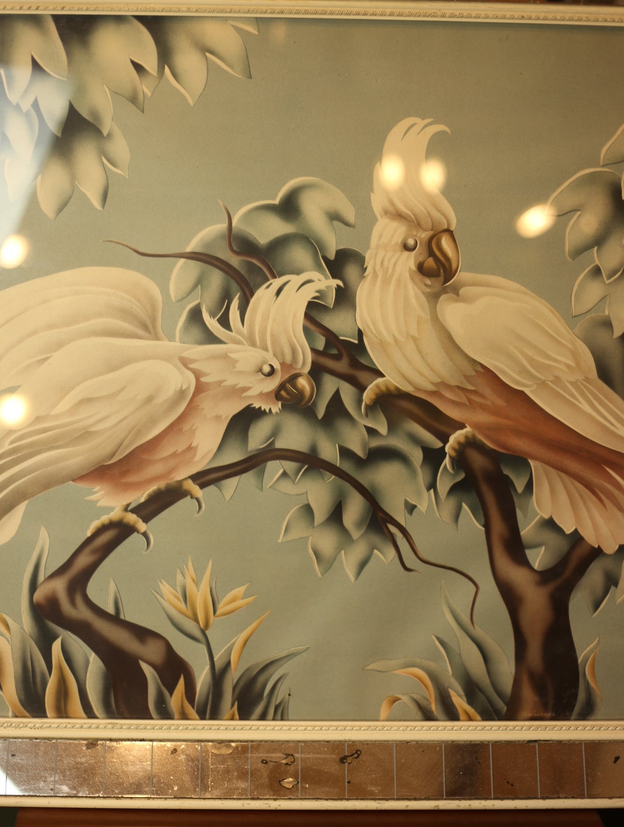1950s Turner Cuckatoo Linen Print Framed
