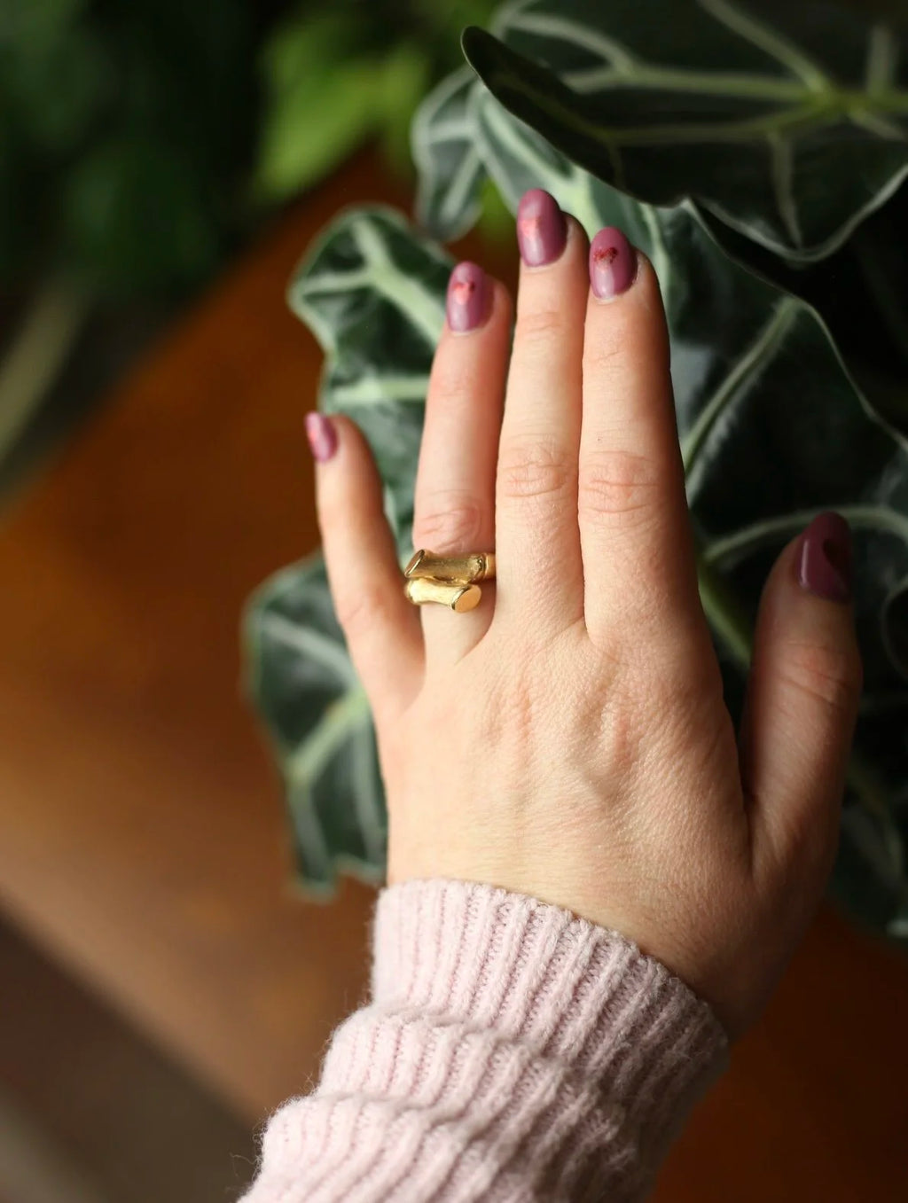 Trifari Bamboo Gold Tone Ring - Size 6.5