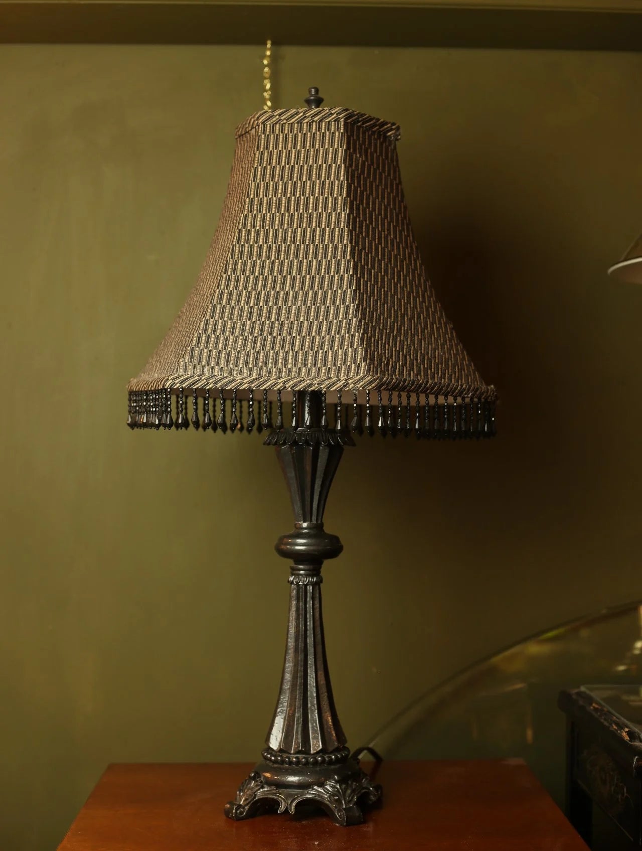 Vintage Black Fringe Lamp
