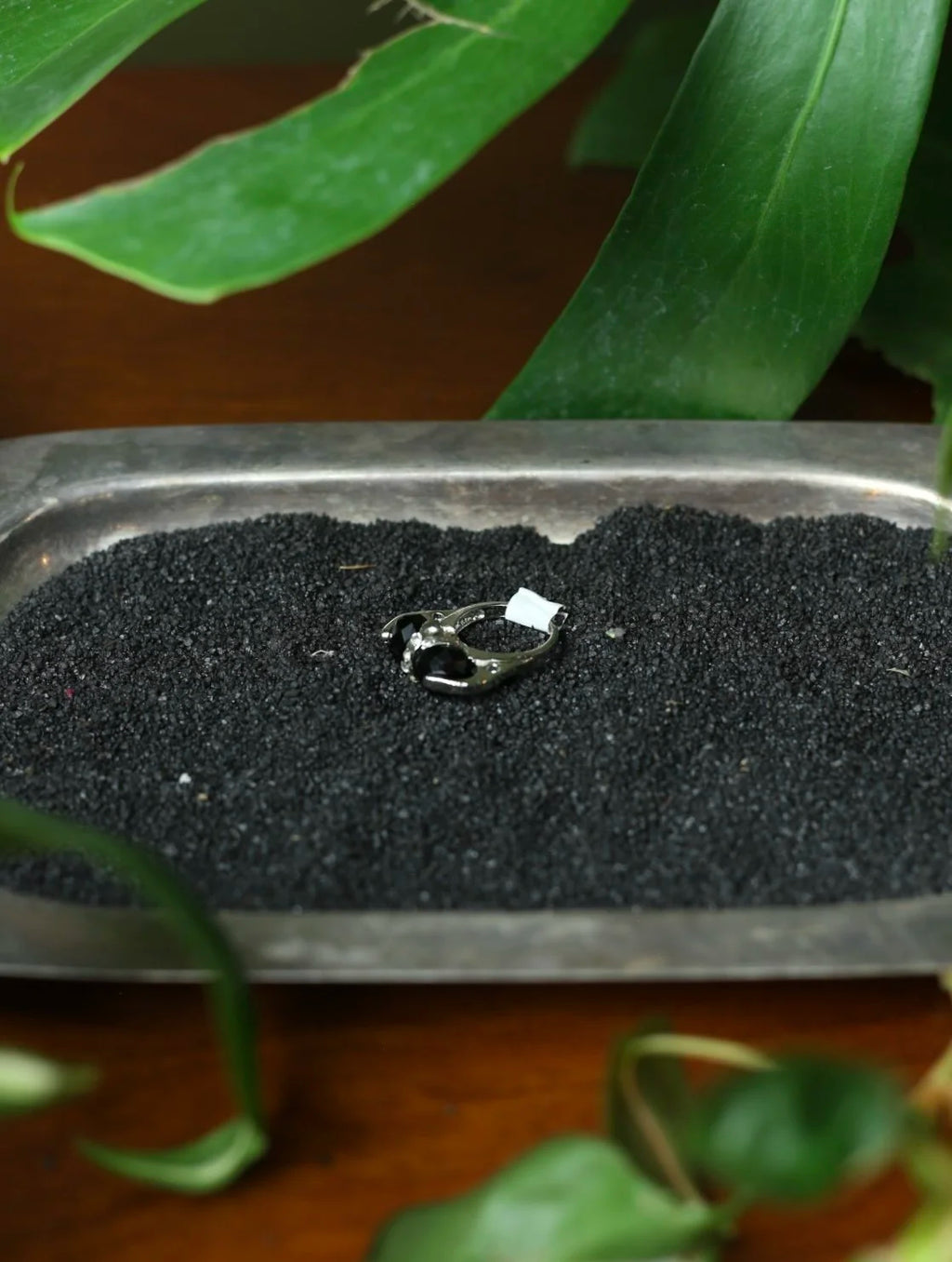 Double Black Gem Fidget Ring - Size 7.5
