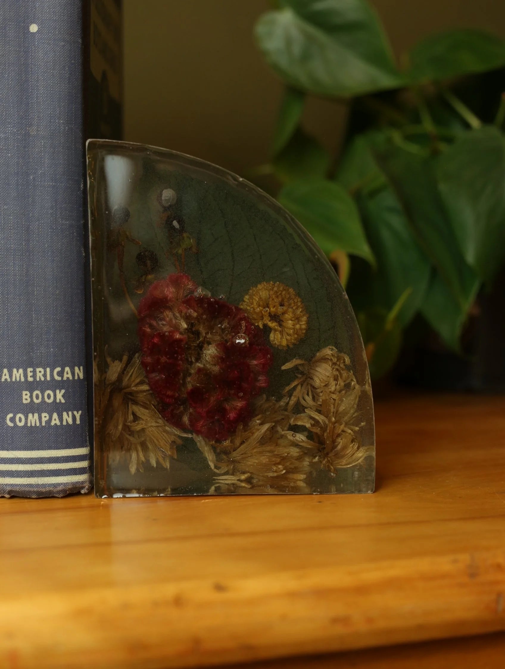 Preserved Flowers in Resin Bookends