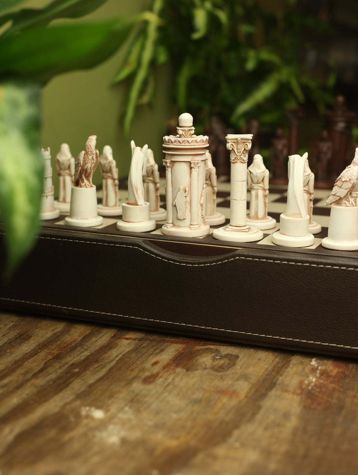 Handmade Vintage Style Chess Board with Hand carved Pieces