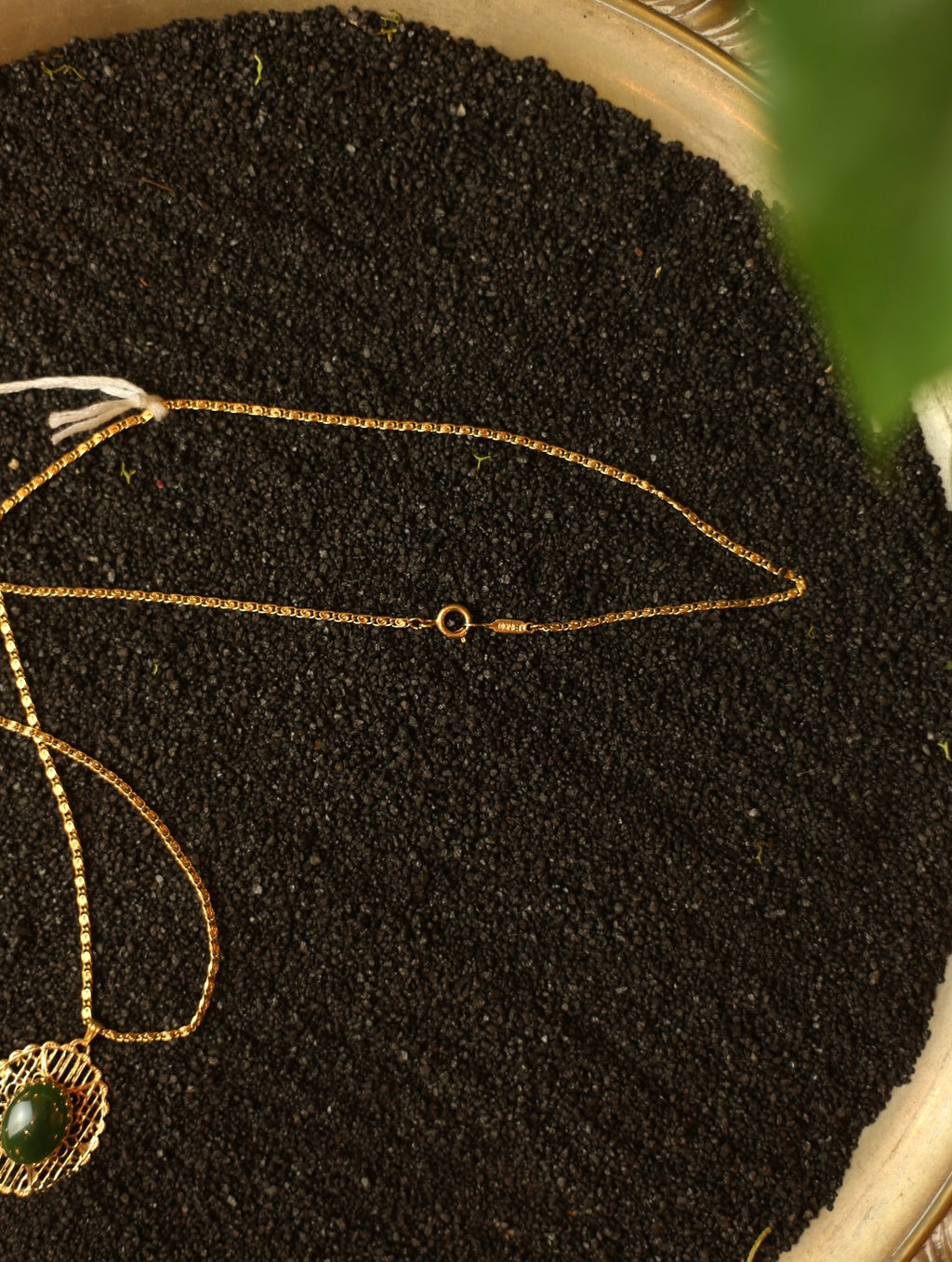 Green Gem Gold Tone Necklace