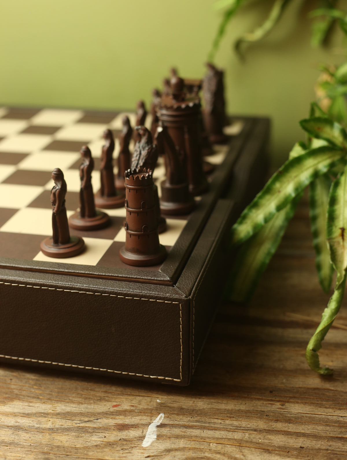 Handmade Vintage Style Chess Board with Hand carved Pieces