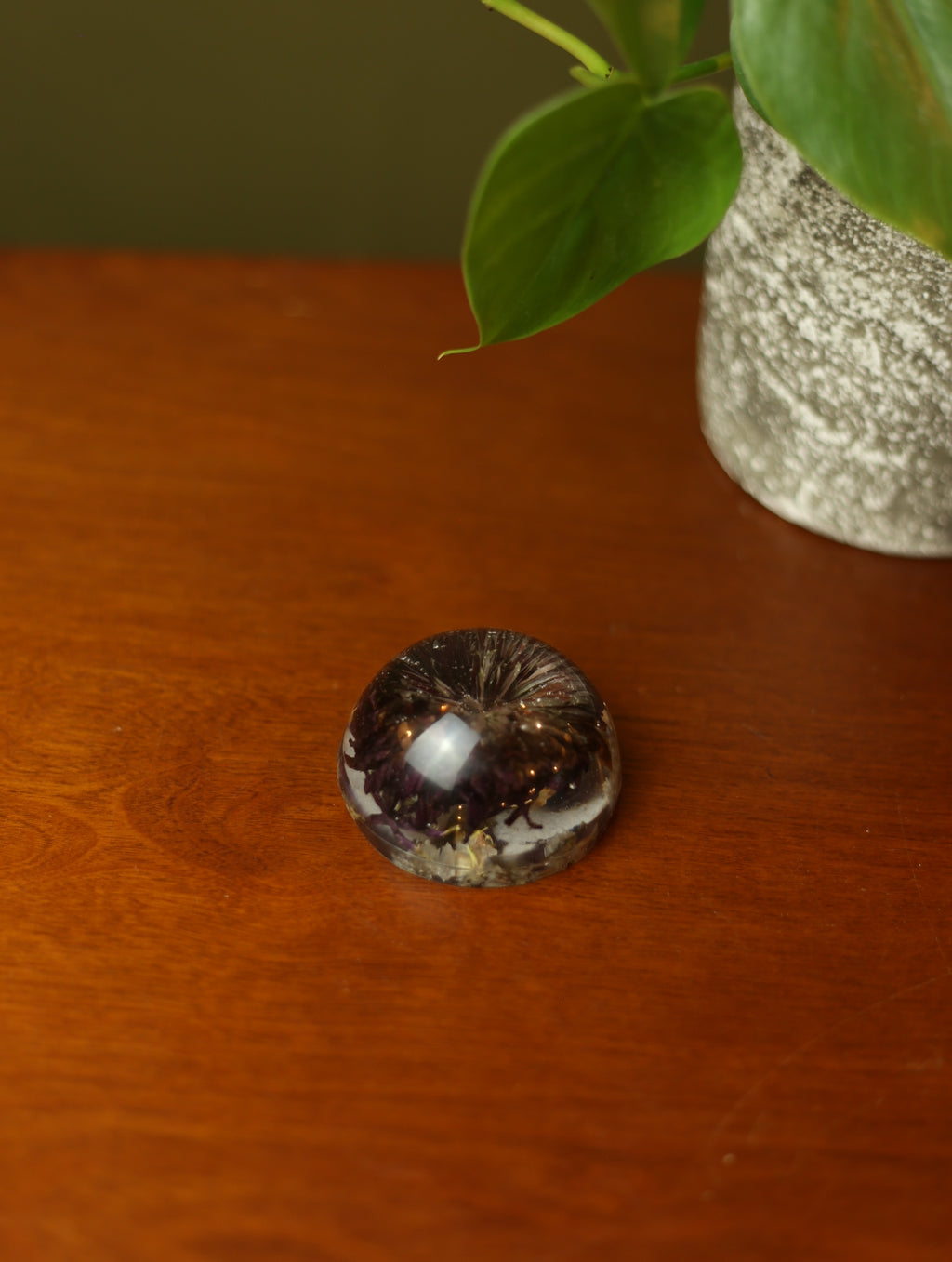 Purple Pompon Flower Resin paperweight