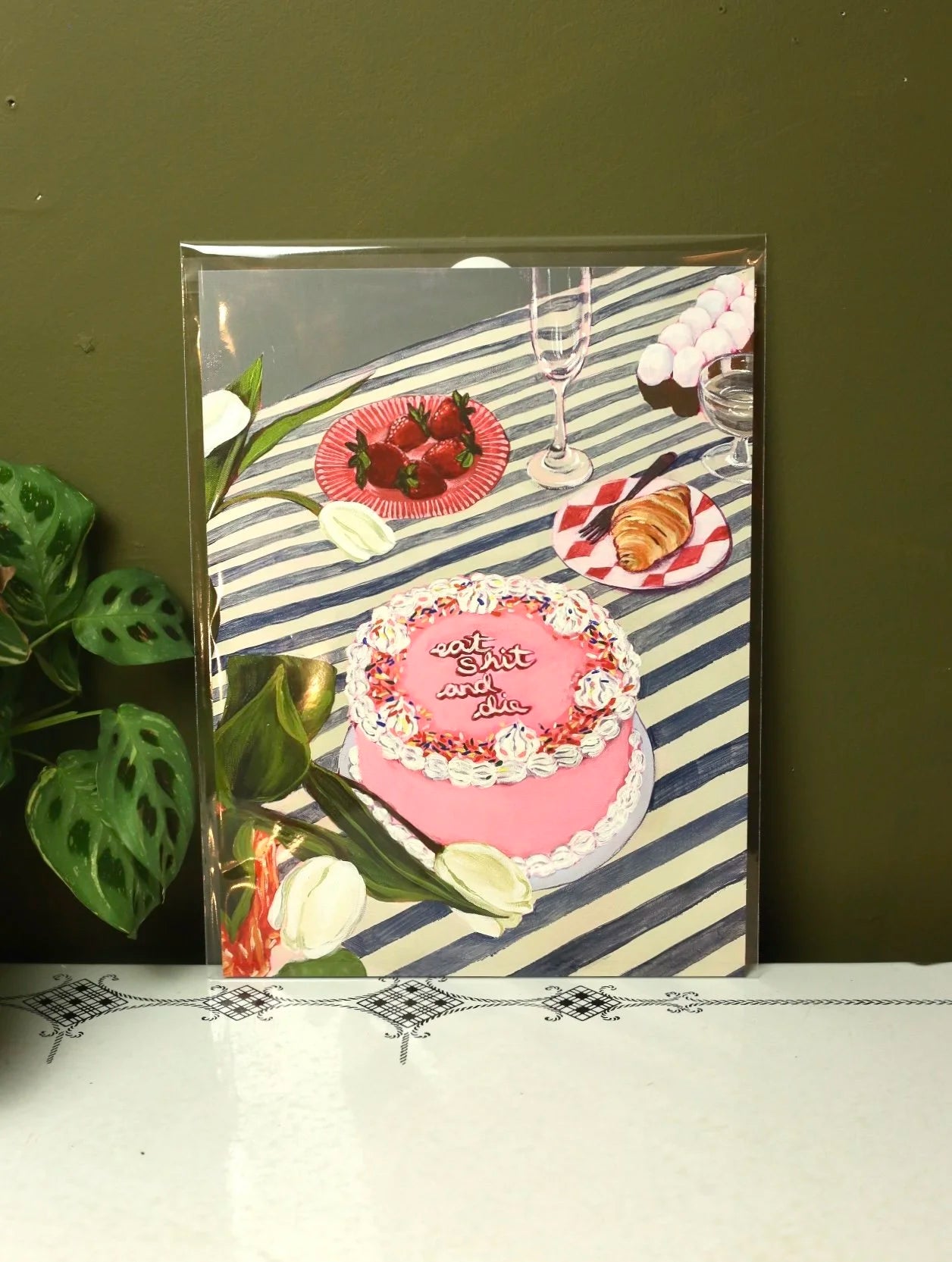 Still Life with Impolite Cake Print by Lindsey Cherek Waller