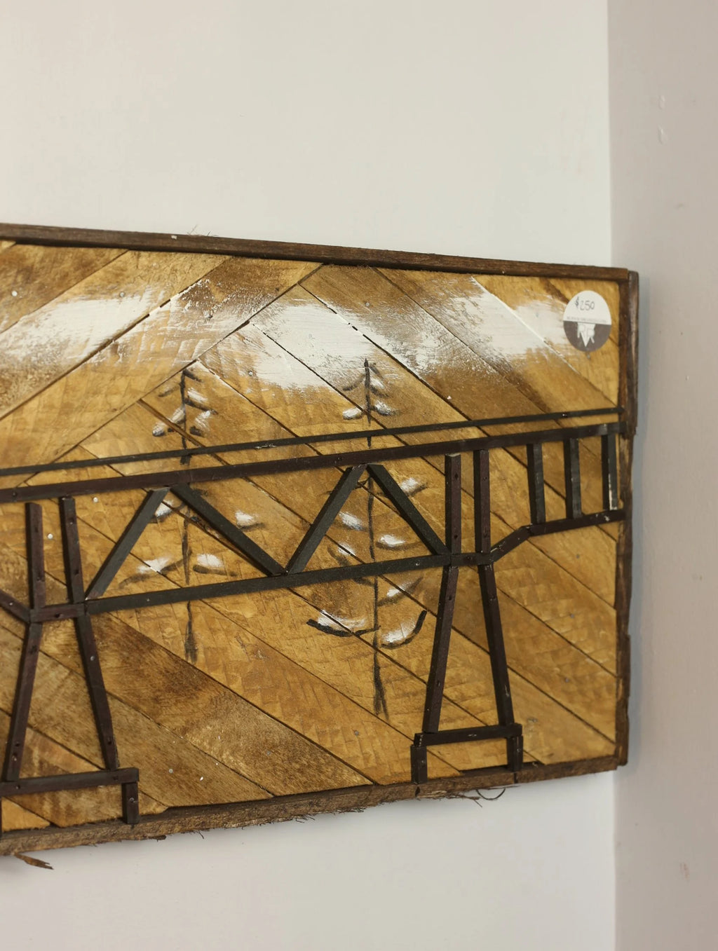 Winter Scene Railtrail Folk Art by Paul Dickerman