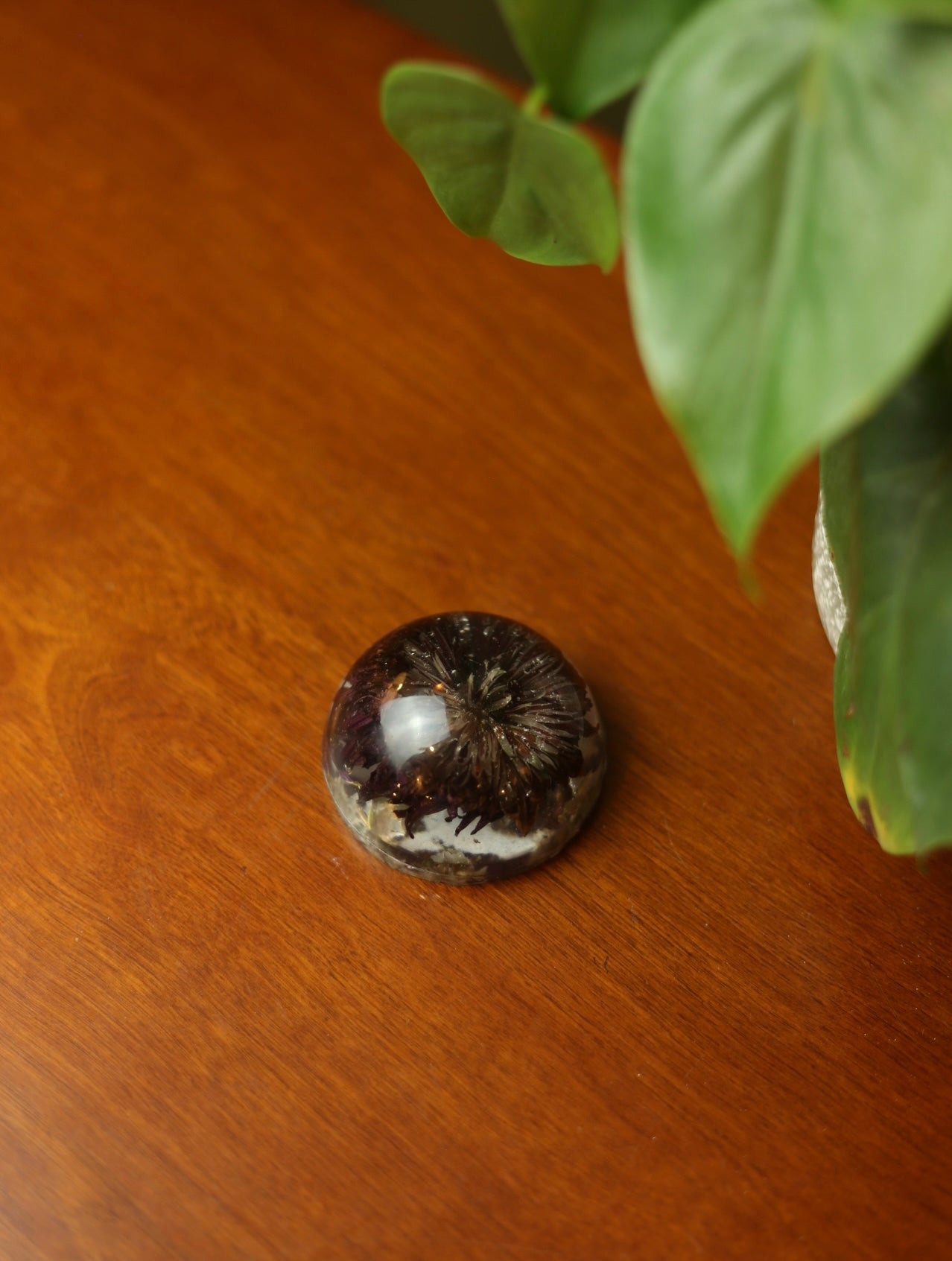 Purple Pompon Flower Resin paperweight