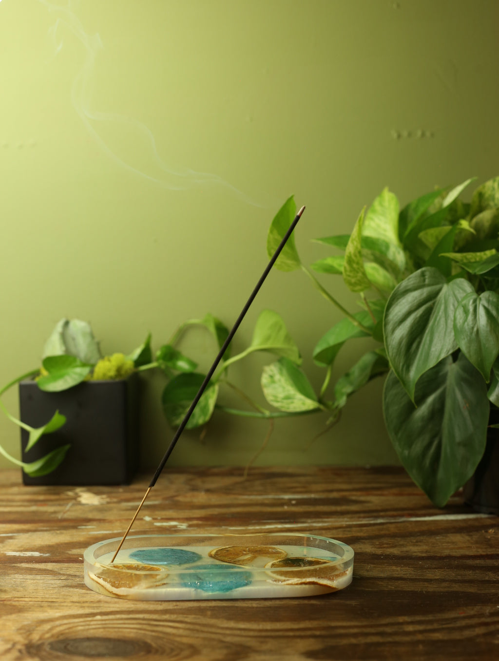 Blue Bubbles & Orange Slices Resin Incense Holder