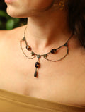 Sweet Romance Brass Amber Gem Necklace