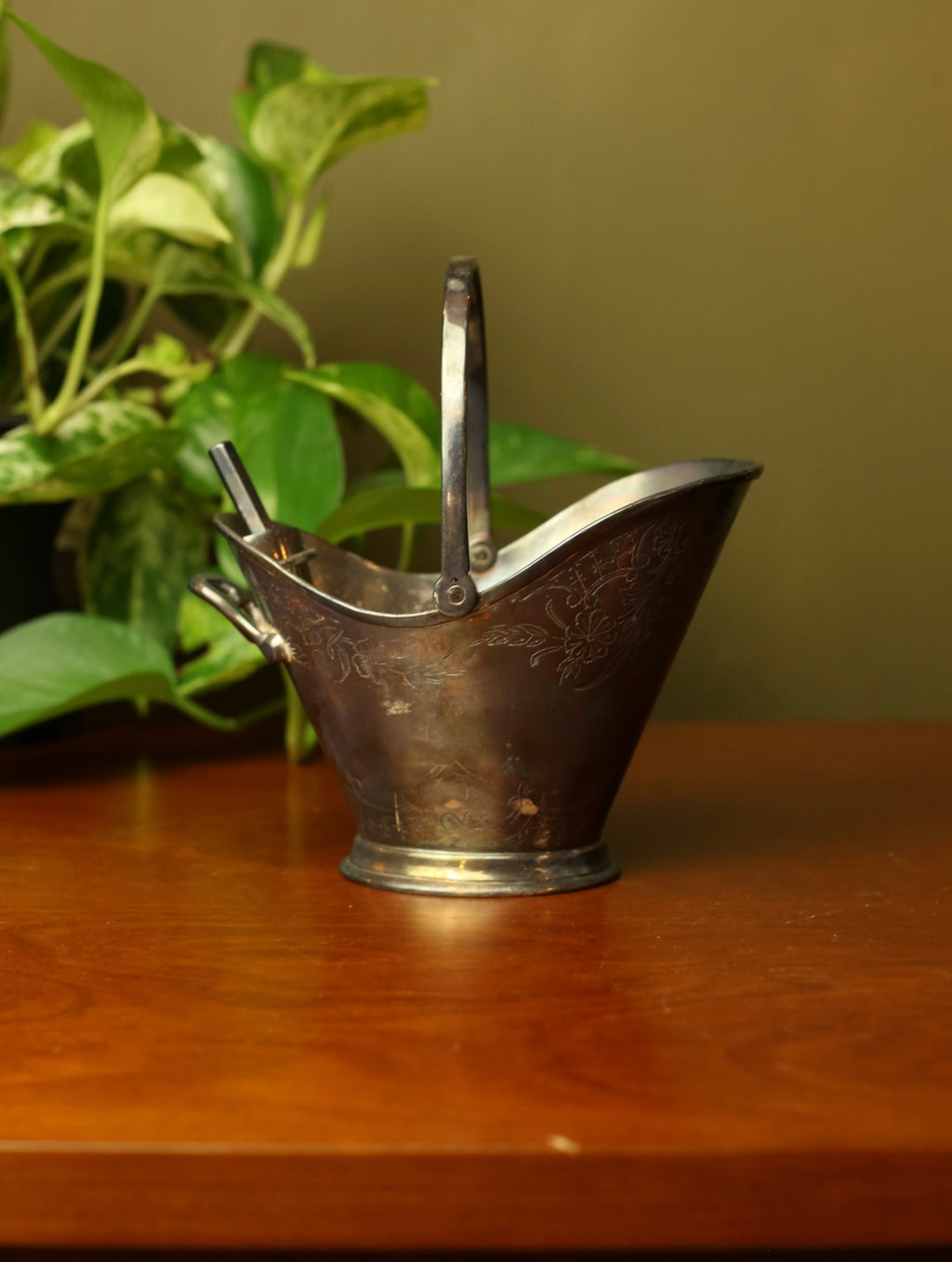 Silver Sugar Bucket With Scooper
