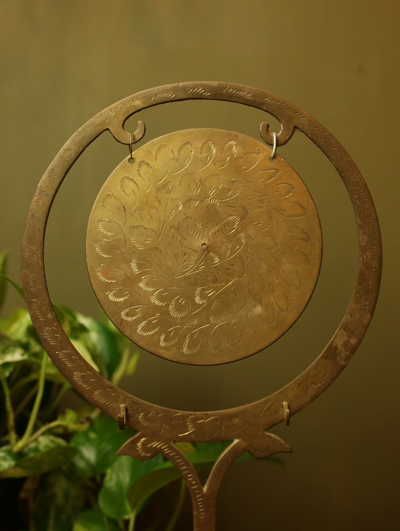 Vintage Etched Brass Gong
