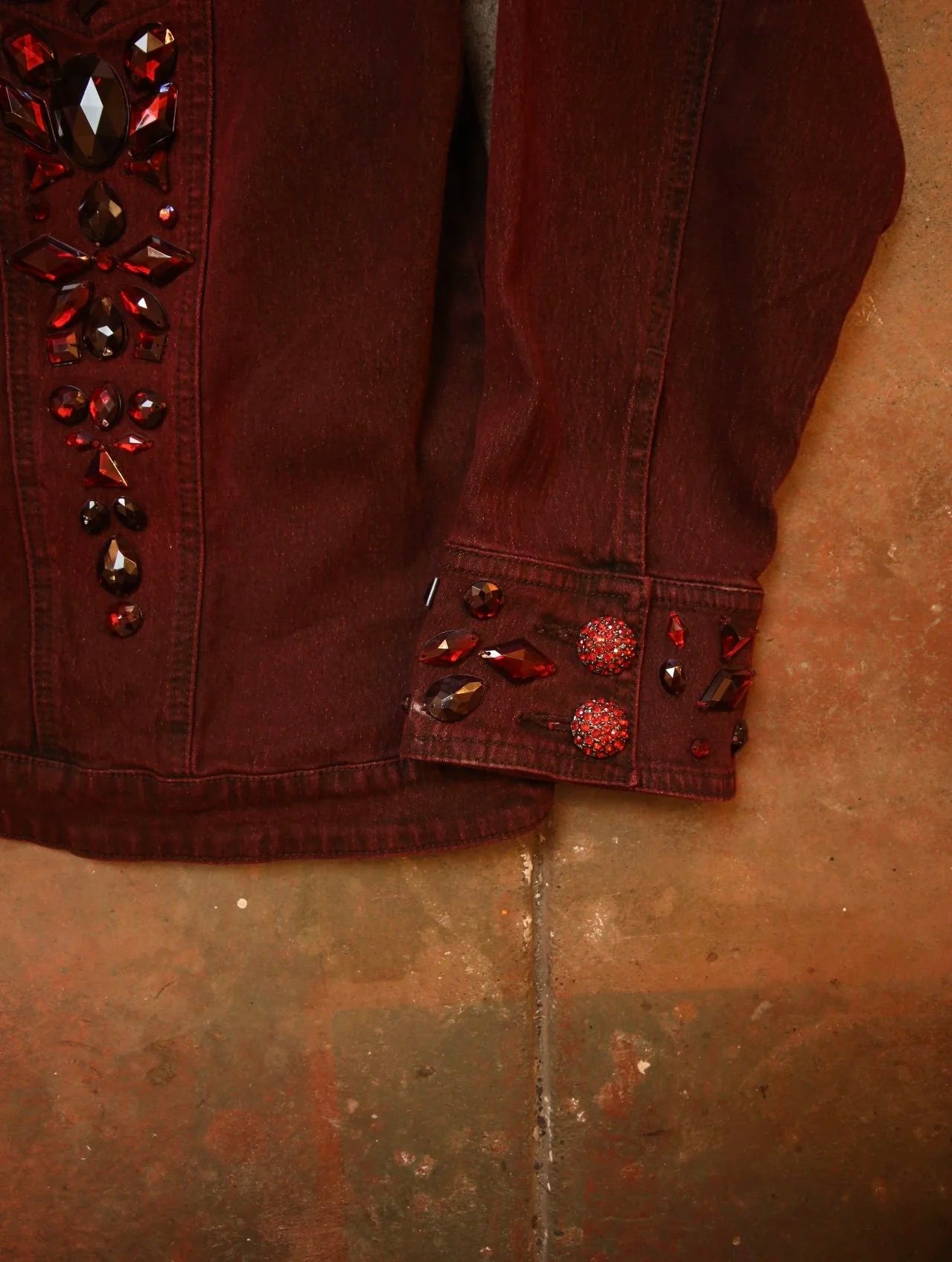 Red Bejeweled Denim Jacket