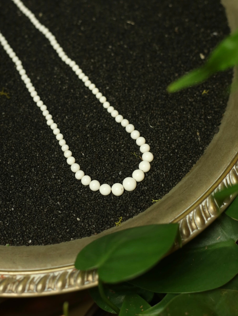 White Milk Glass Beaded Necklace