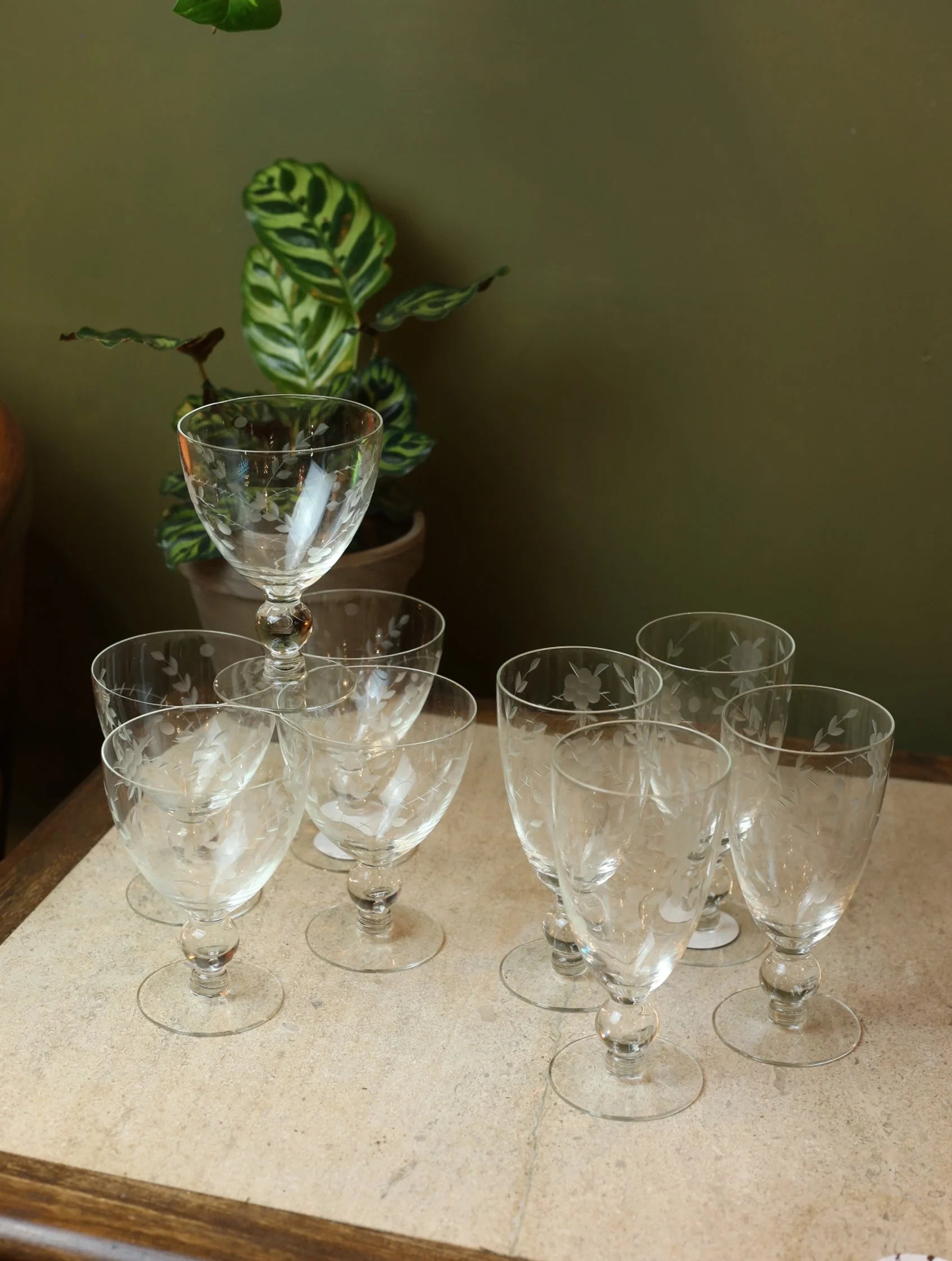 Etched Wine & Cocktail Goblet Glasses
