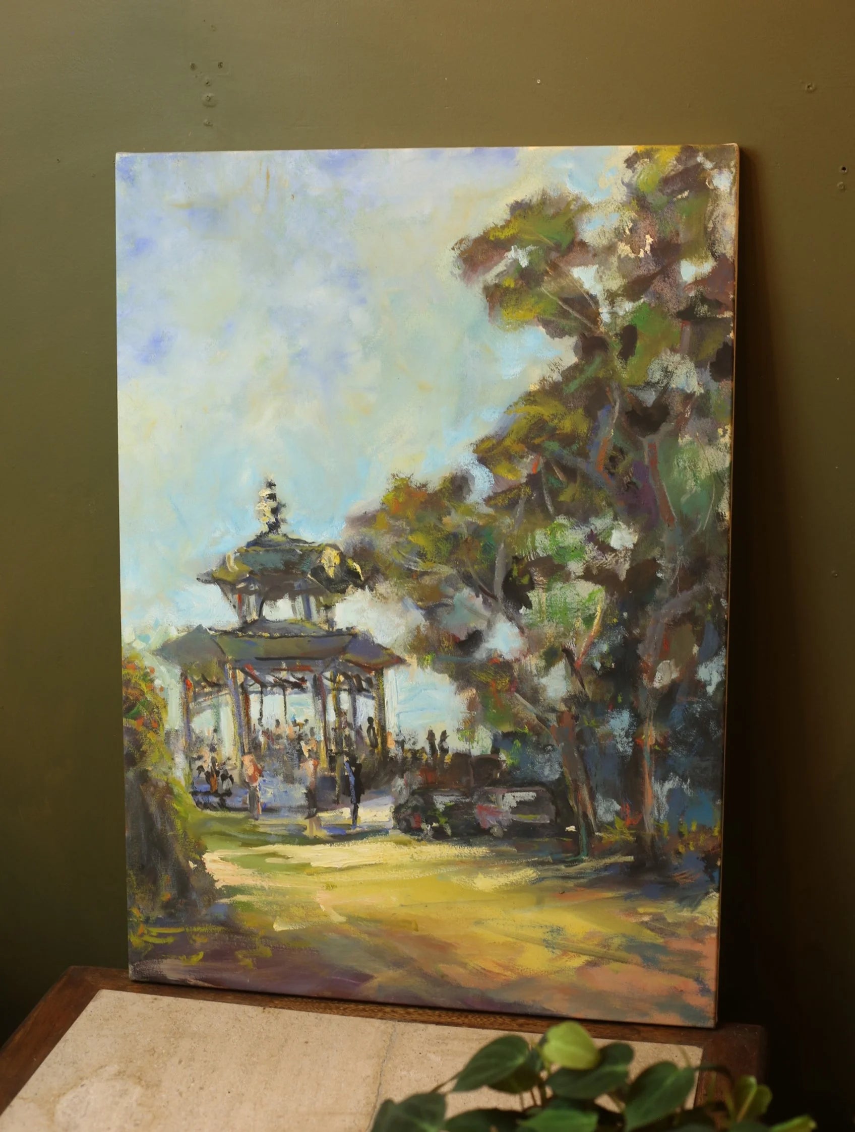 Impressionist Park Painting Signed by Meijueiro