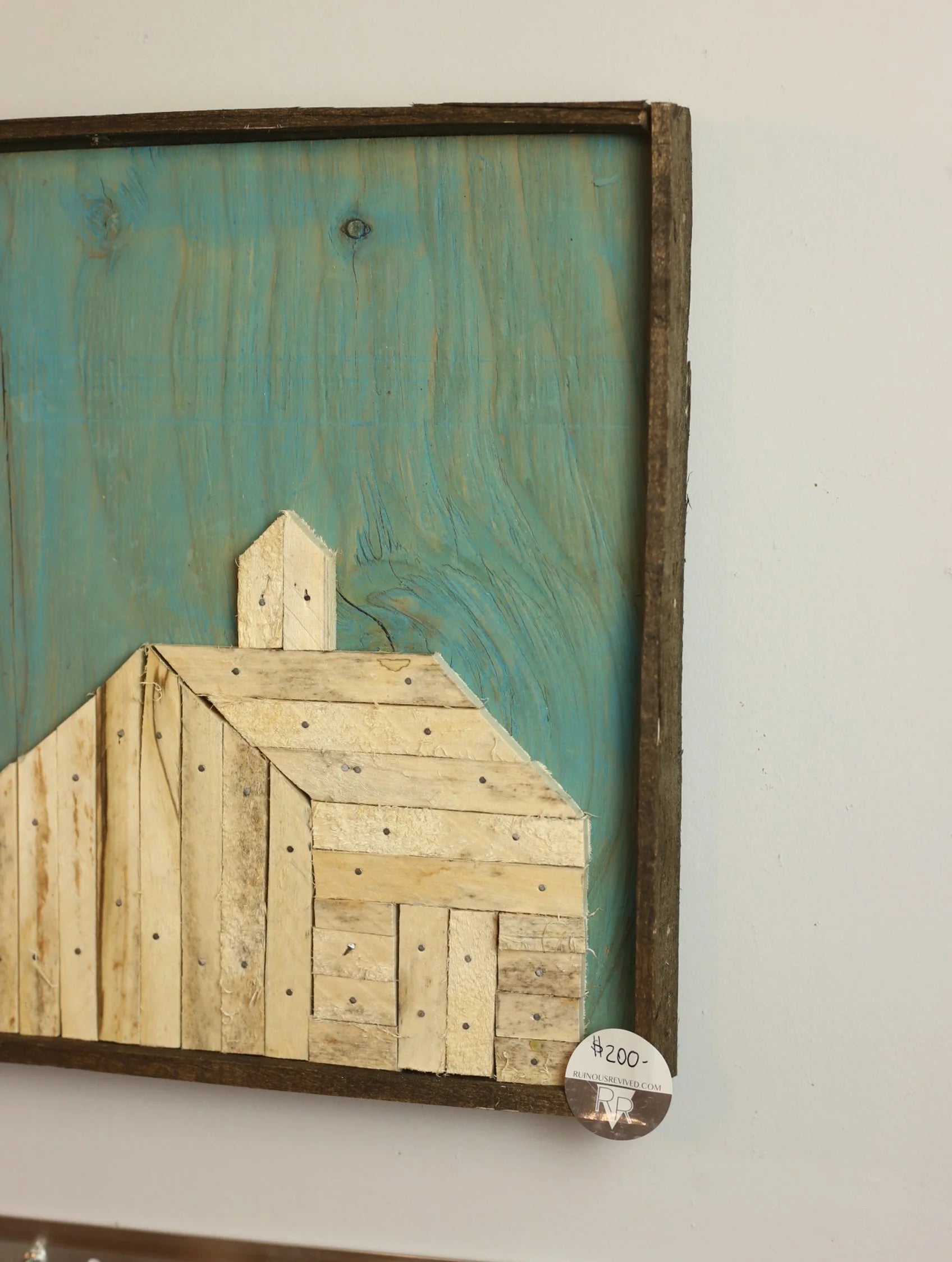 Blue Farmhouse With Silos Folk Art by Paul Dickerman