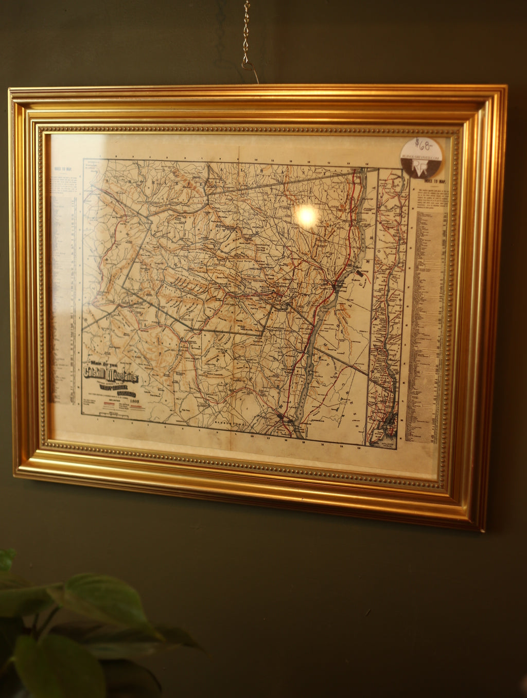1895 Map of Catskill Mountains Framed