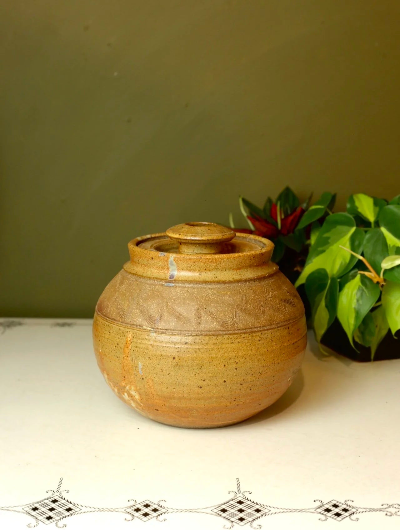 Stoneware Lidded Vessel Canister