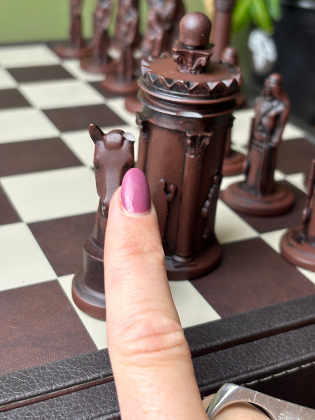 Handmade Vintage Style Chess Board with Hand carved Pieces