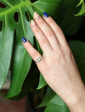 Triple Aqua Gem Silver Tone Ring - Size 5.5