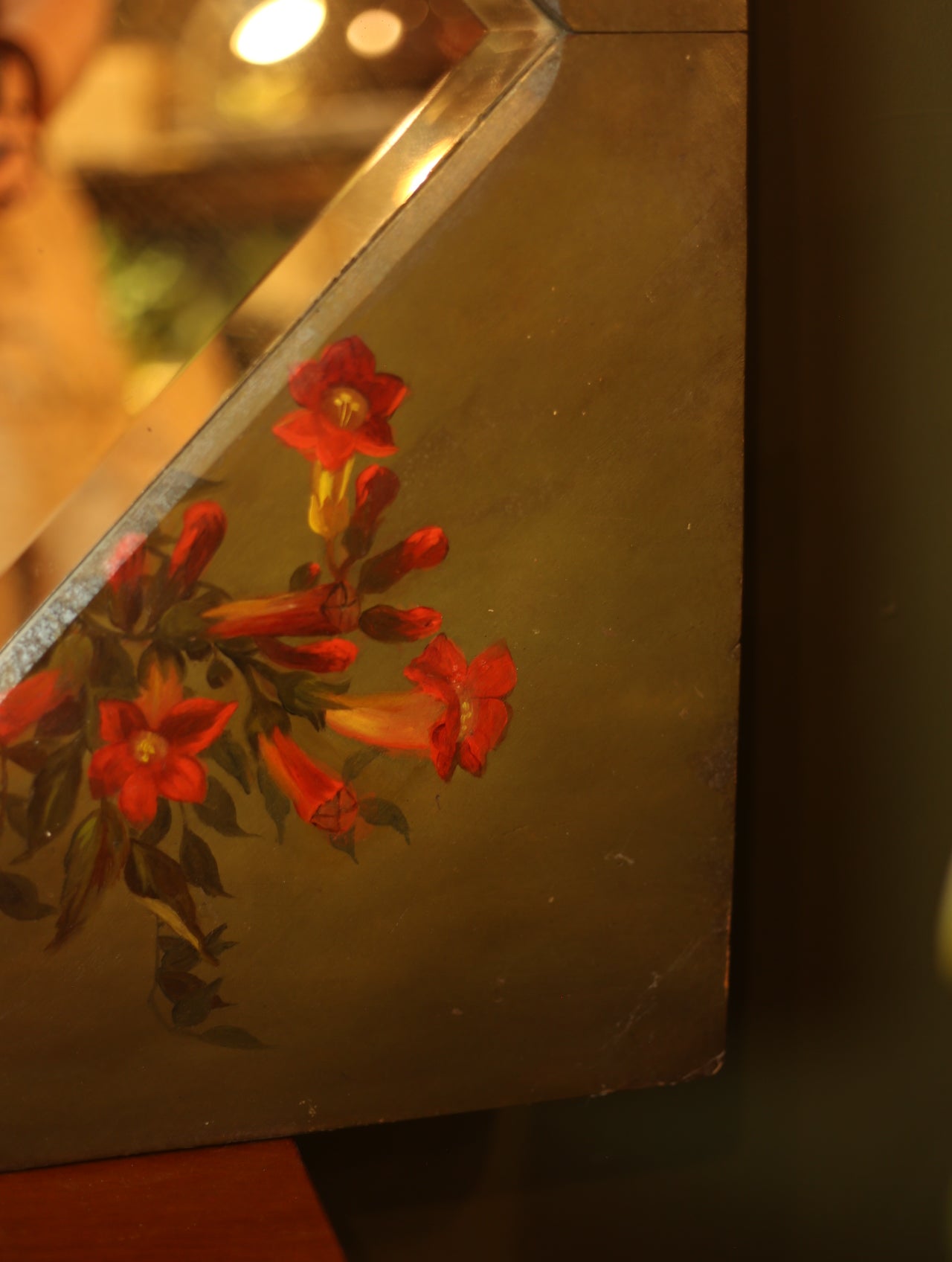 Large Hand Painted Floral Mirror