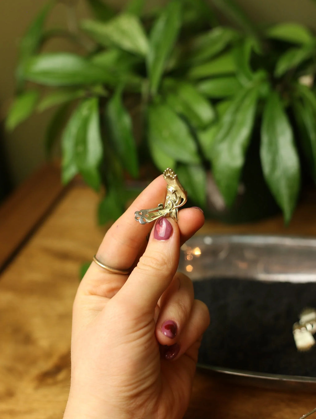Sliver-Tone Wing Stud Clip On Earrings