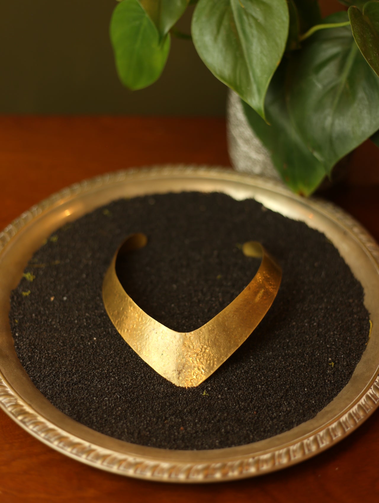 Vintage Brass Hammered Choker Necklace