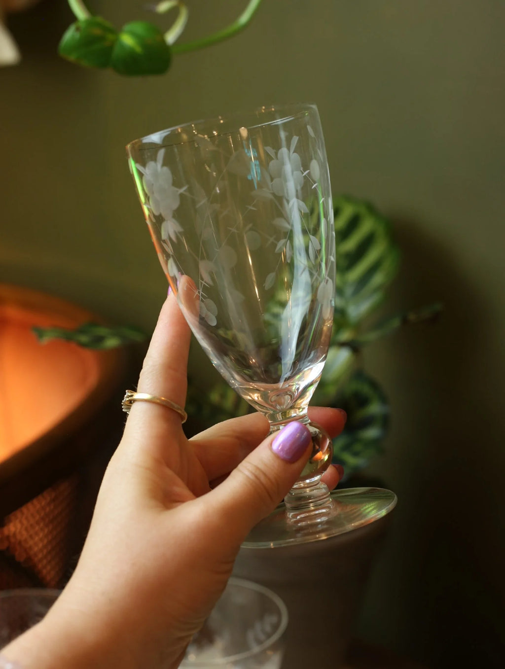 Etched Wine & Cocktail Goblet Glasses