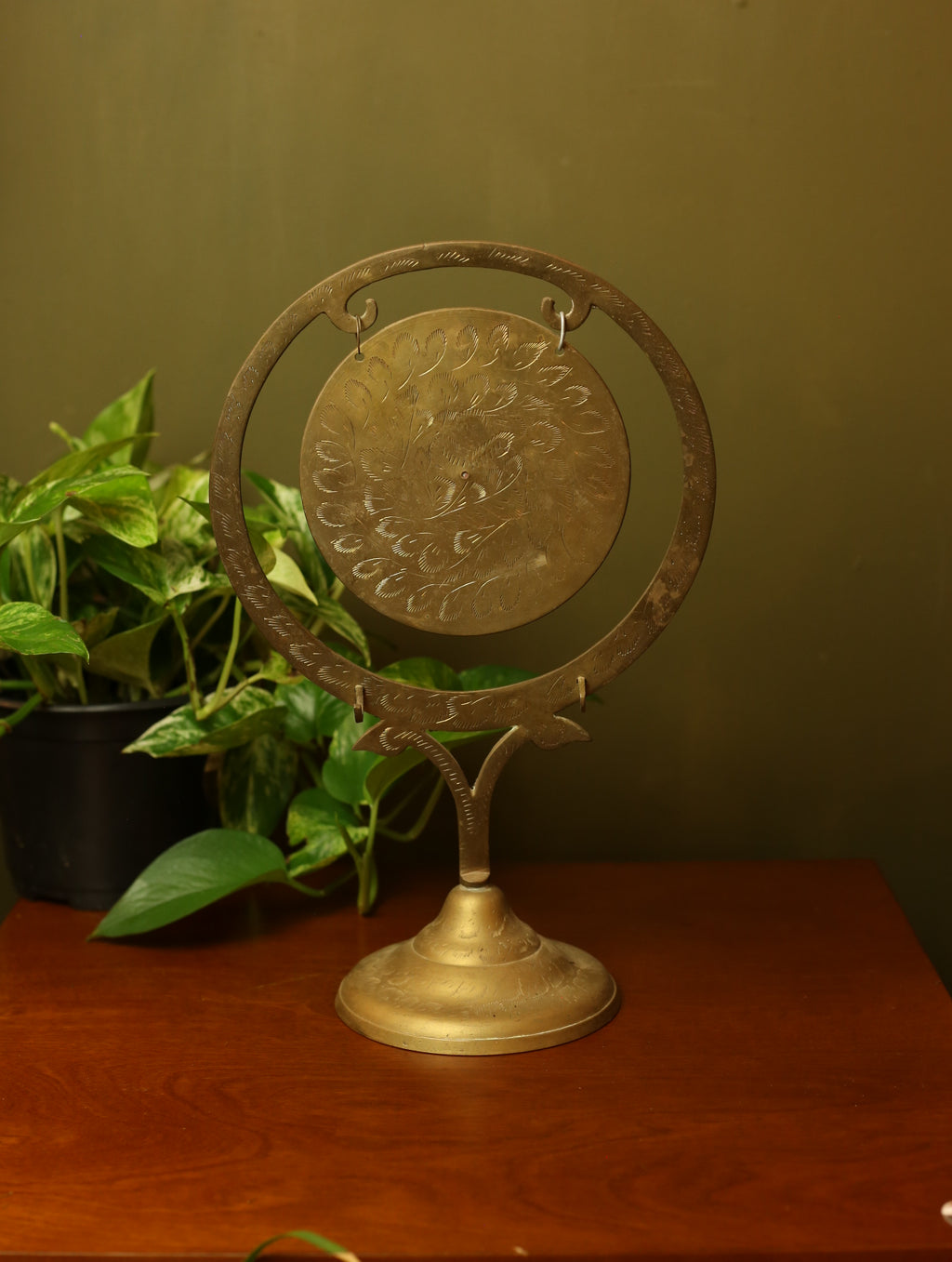 Vintage Etched Brass Gong
