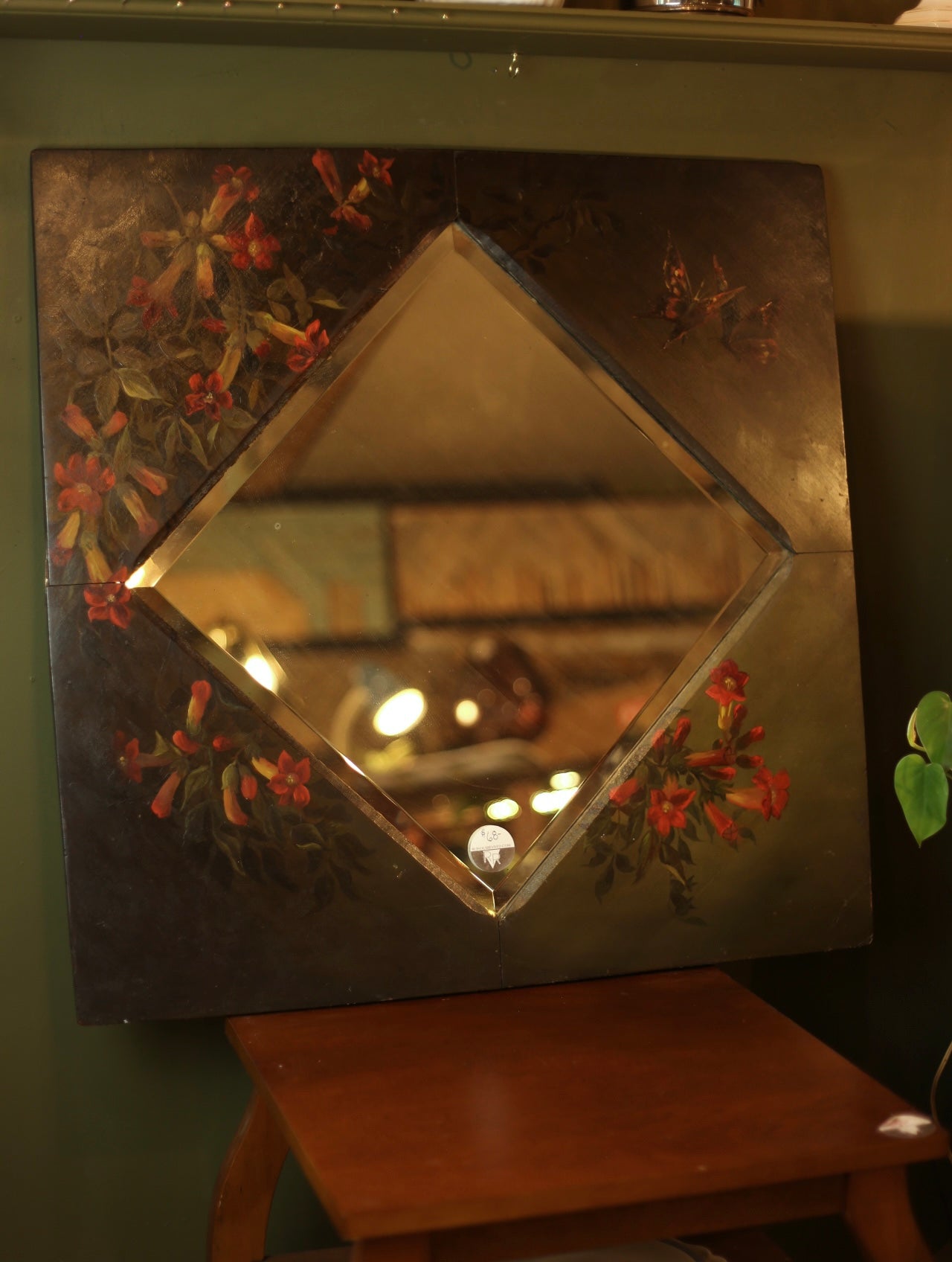 Large Hand Painted Floral Mirror