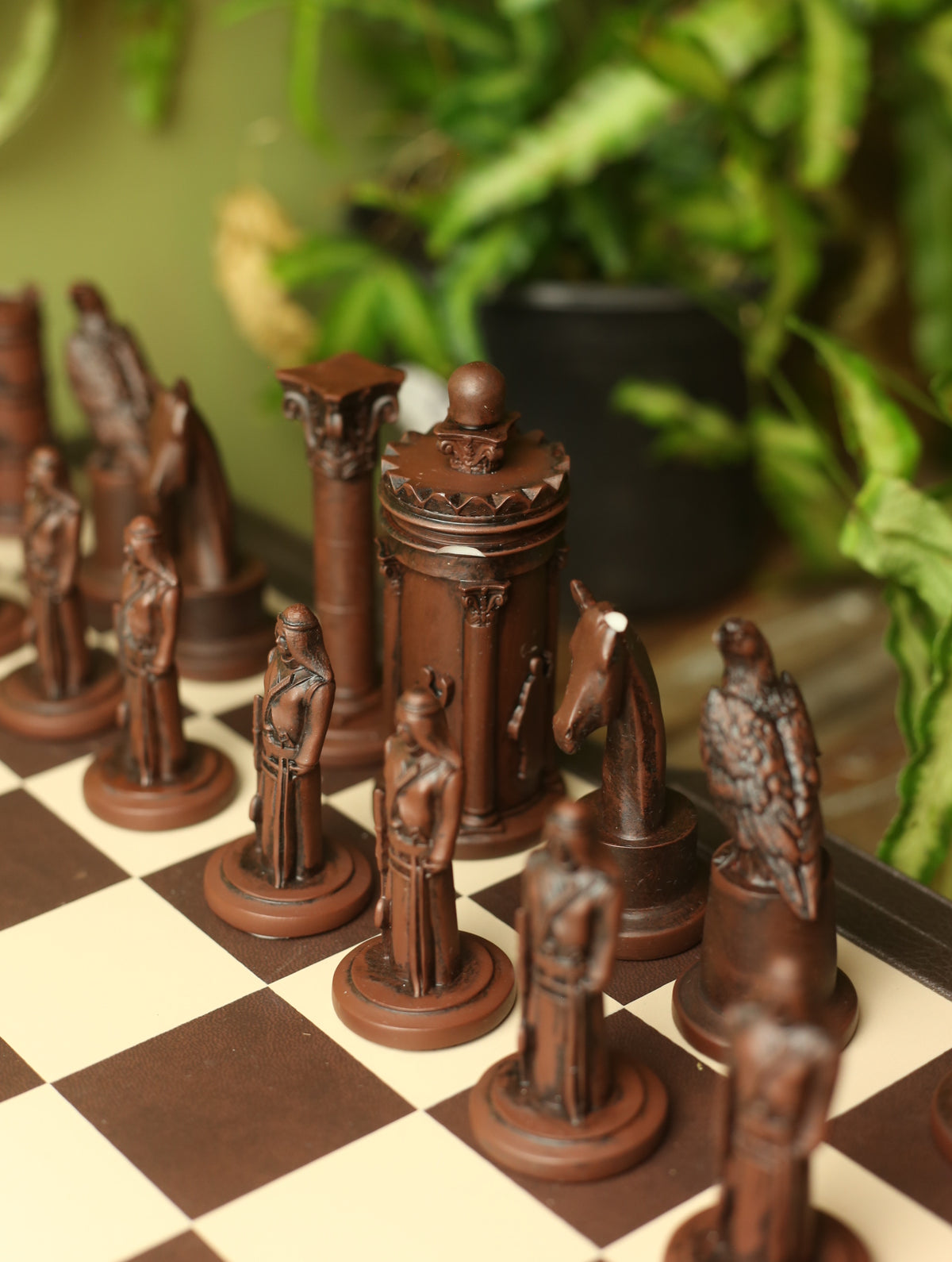 Handmade Vintage Style Chess Board with Hand carved Pieces