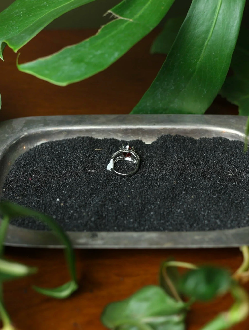Ruby Gem Silver Tone Cocktail Ring - Size 9