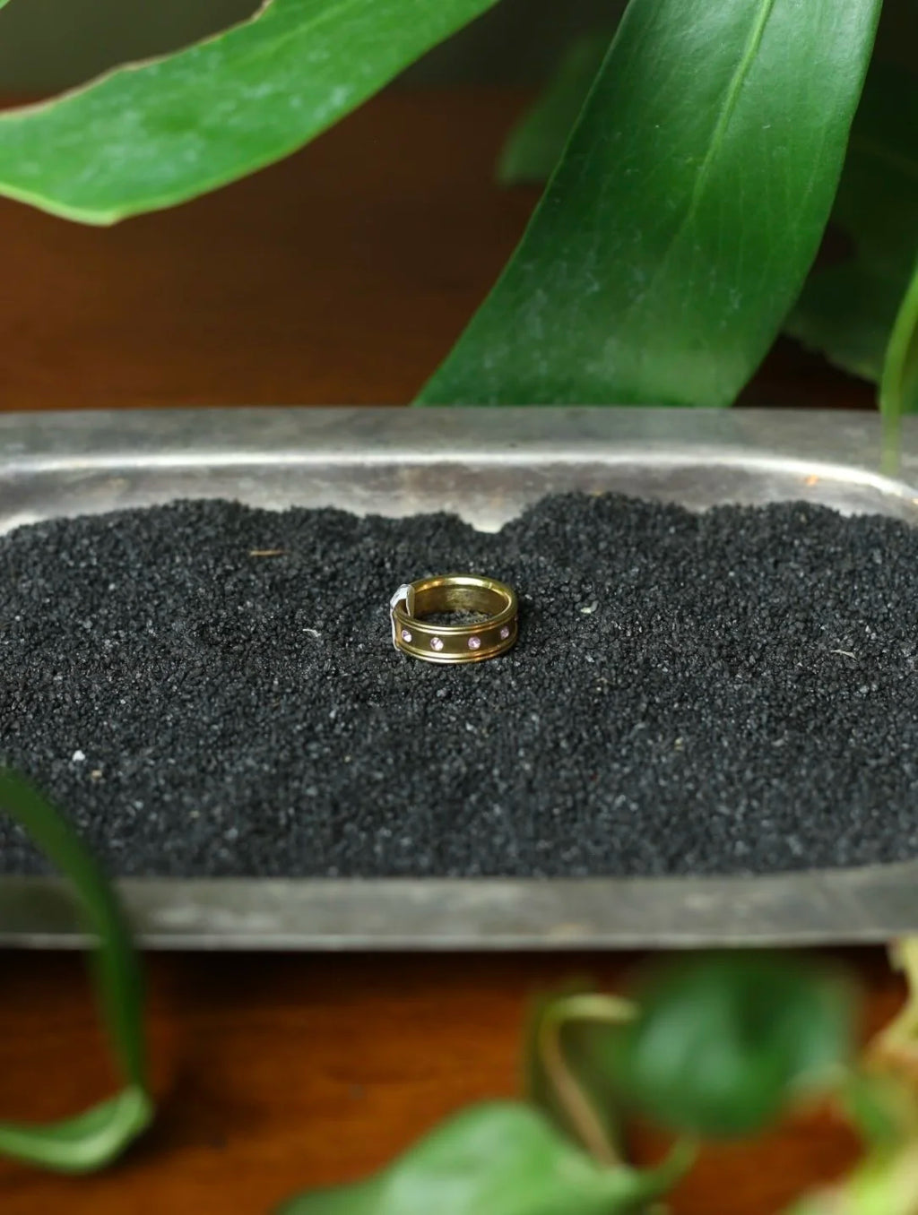 Purple Gem Gold Tone Ring - Size 7