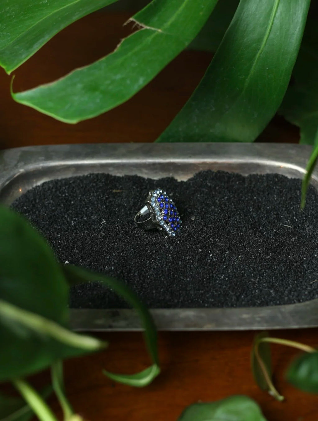 Blue Gem Shield Adjustable Ring