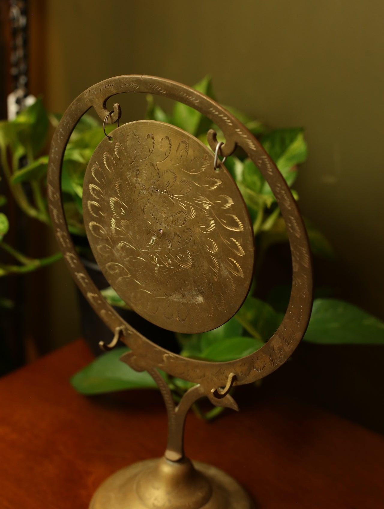 Vintage Etched Brass Gong