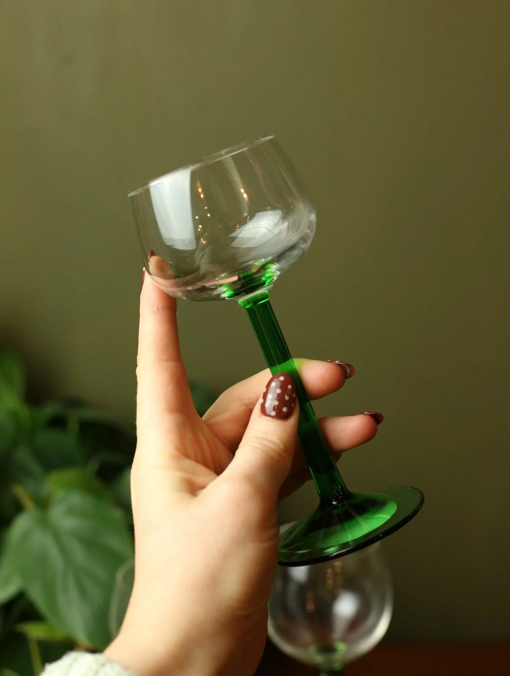 Green Stemmed Cordial Glasses