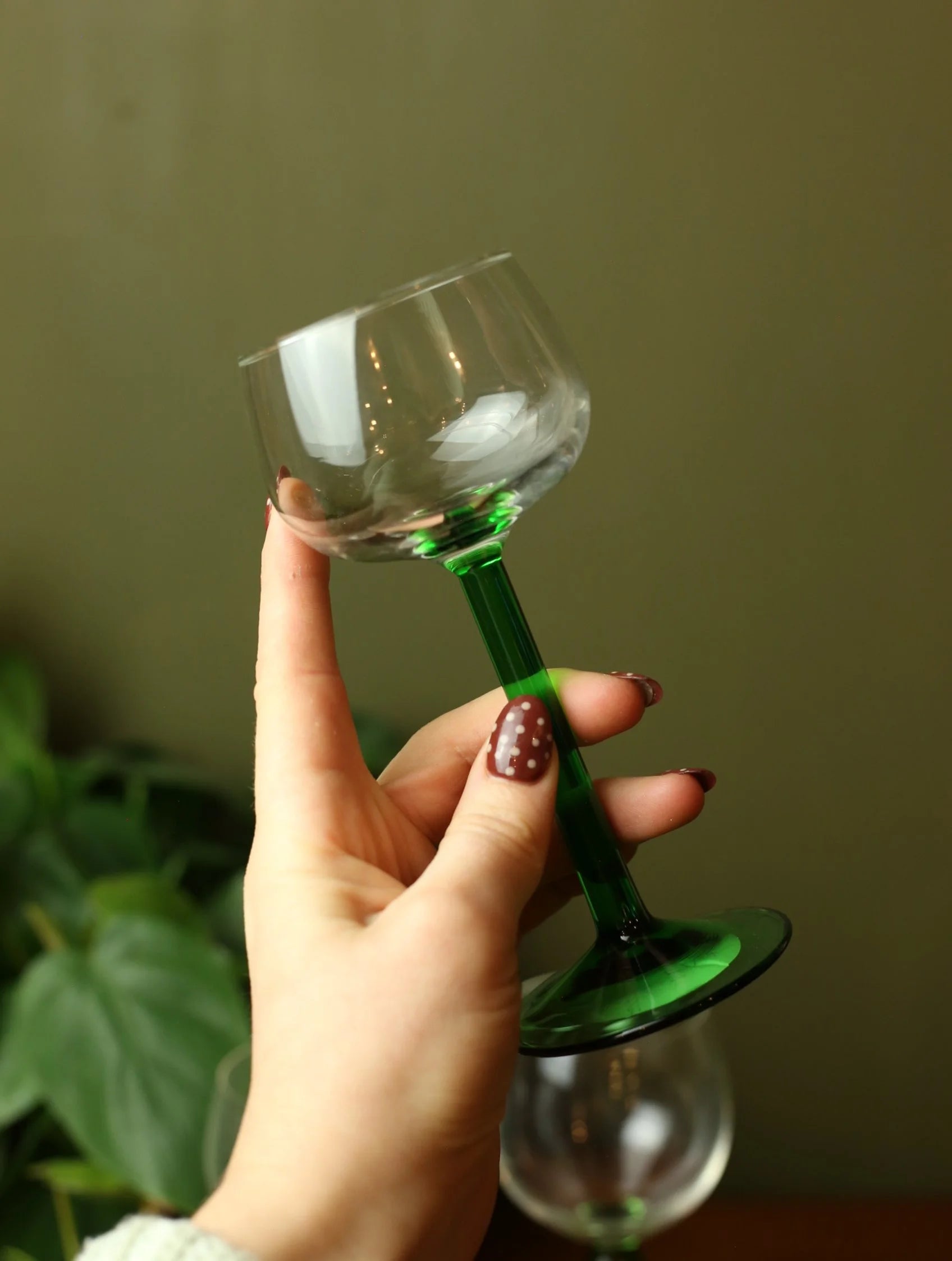 Green Stemmed Cordial Glasses