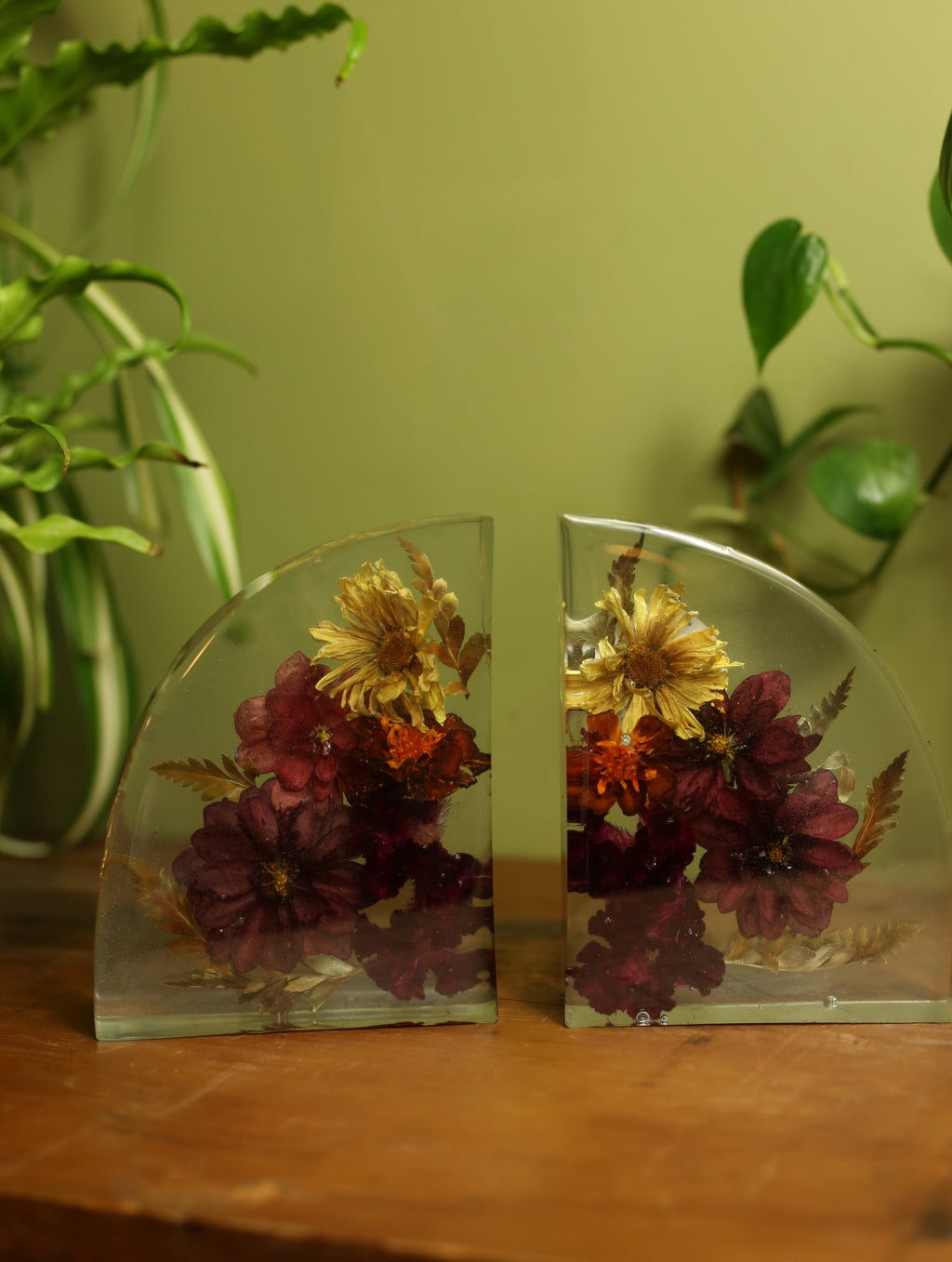 Dried Dahila & Mixed Flower Bookends