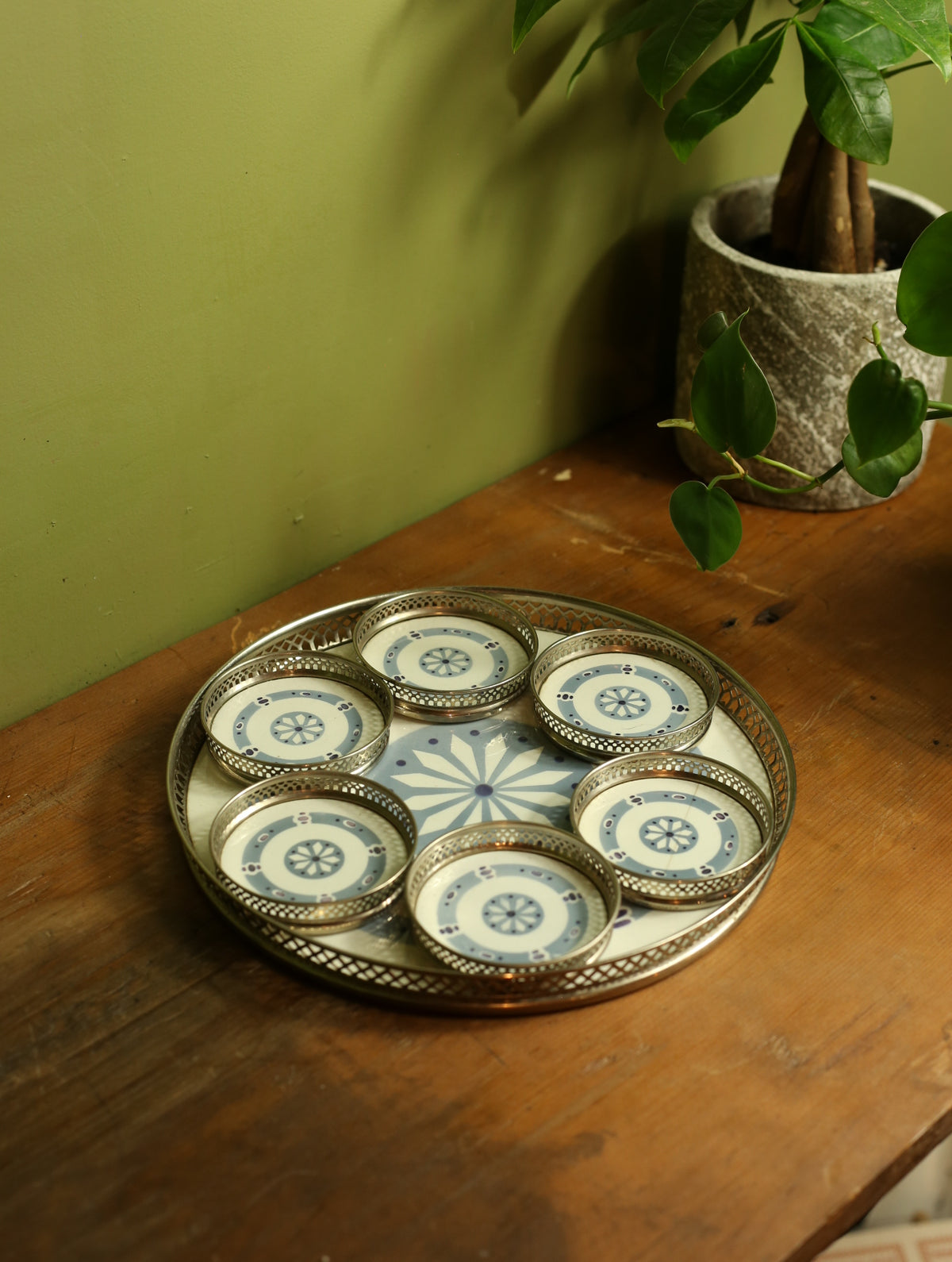 German Art Deco Coaster and Tray Set