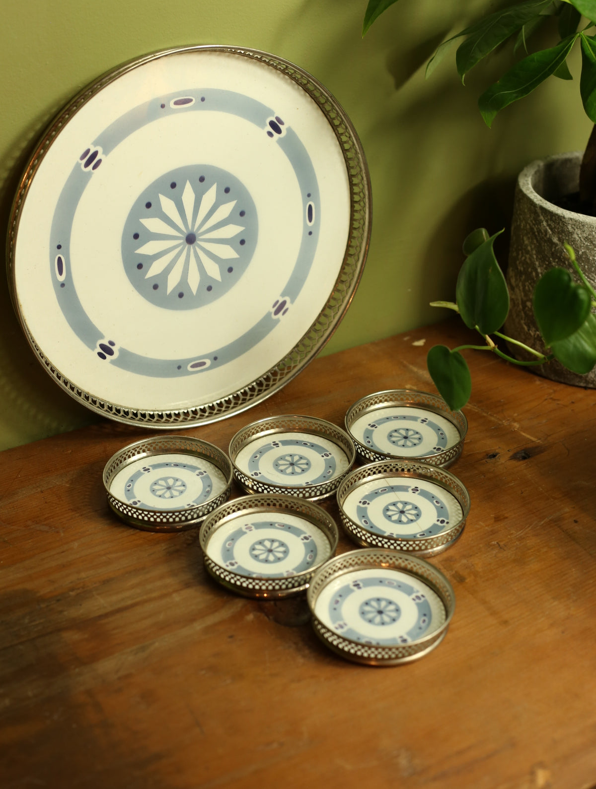 German Art Deco Coaster and Tray Set