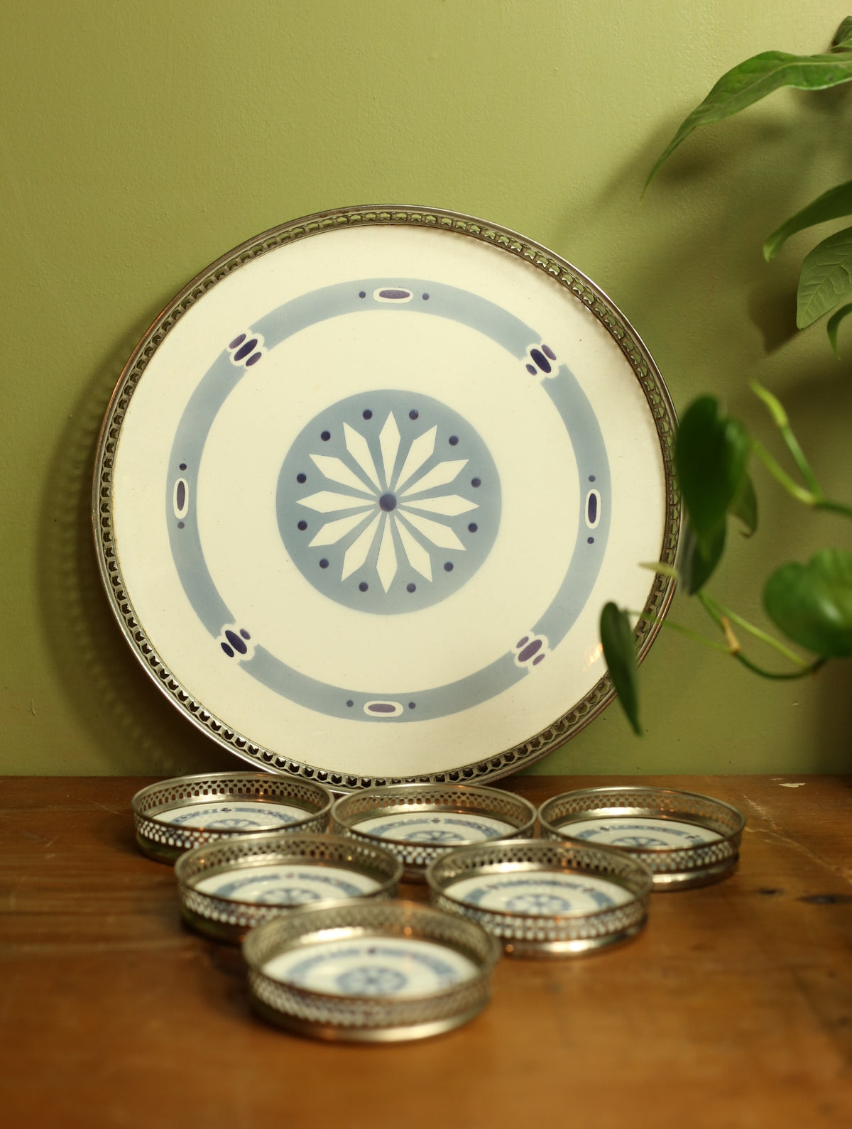 German Art Deco Coaster and Tray Set