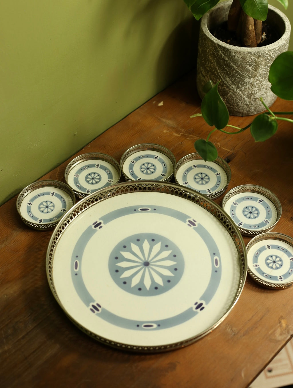 German Art Deco Coaster and Tray Set