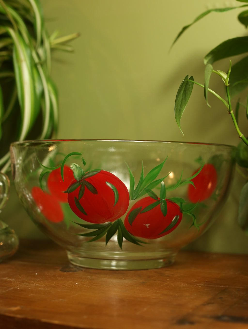 Vintage Hand Painted Tomato Bowl, Shakers, & Cruets Set