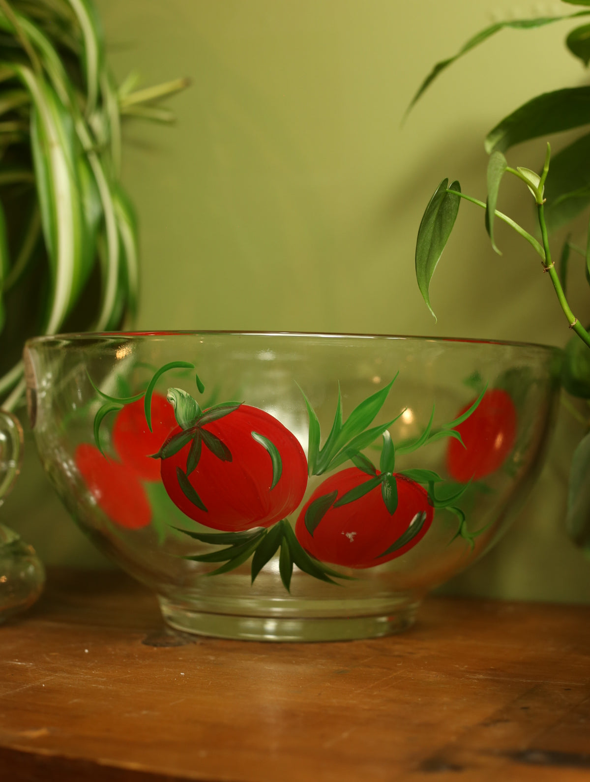 Vintage Hand Painted Tomato Bowl, Shakers, & Cruets Set